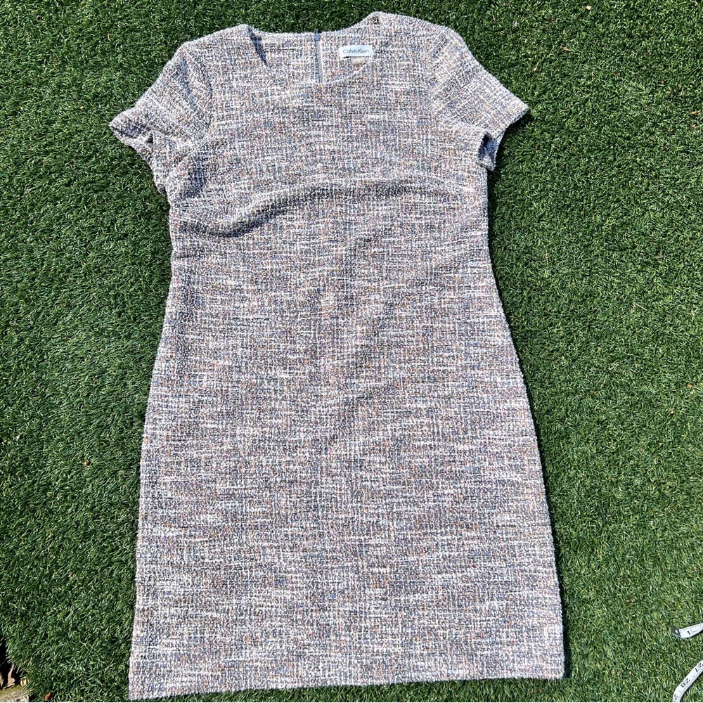 Calvin Klein Multicolor Tweed Short-Sleeve Midi Dress